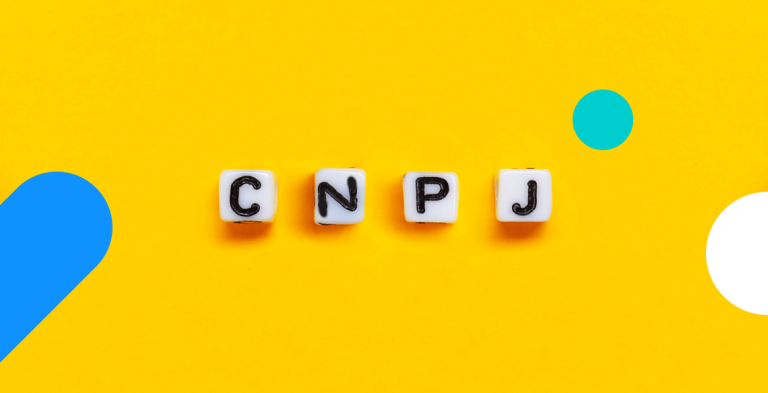Uma imagem amarela com as letras "C", "N", "P", e "J" para ilustrar o que é CNPJ